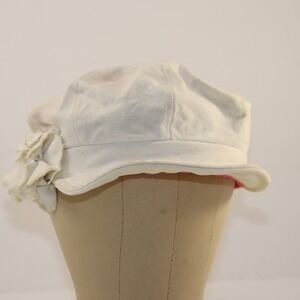 August Hat Newsboy Cap OS White Womens Flower Jewel Baker Boy
